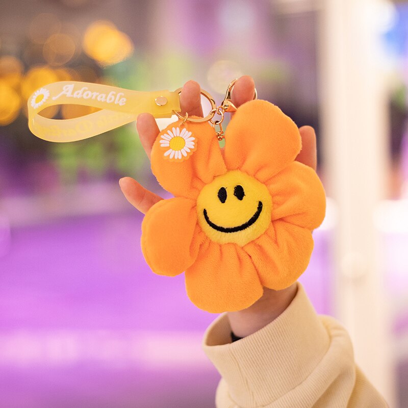 Smiley Flower Plush Keychain 10cm