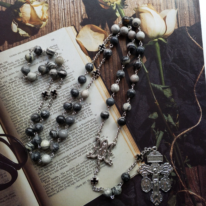 Rosary (QIGO Black Stone Beads) Rosary 84cm