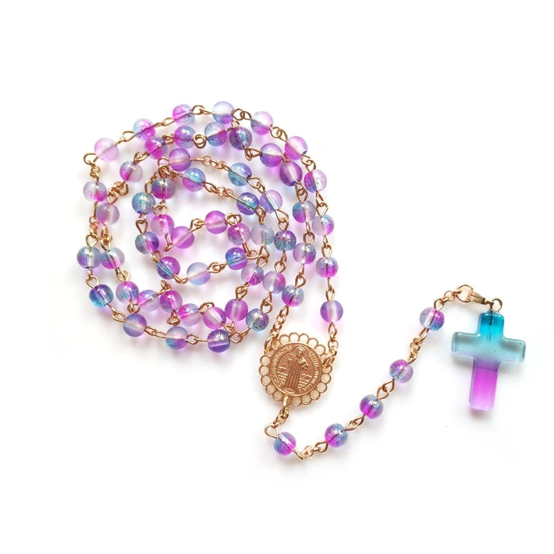 Rosary (QIGO Colorful Glass Beads) 68cm