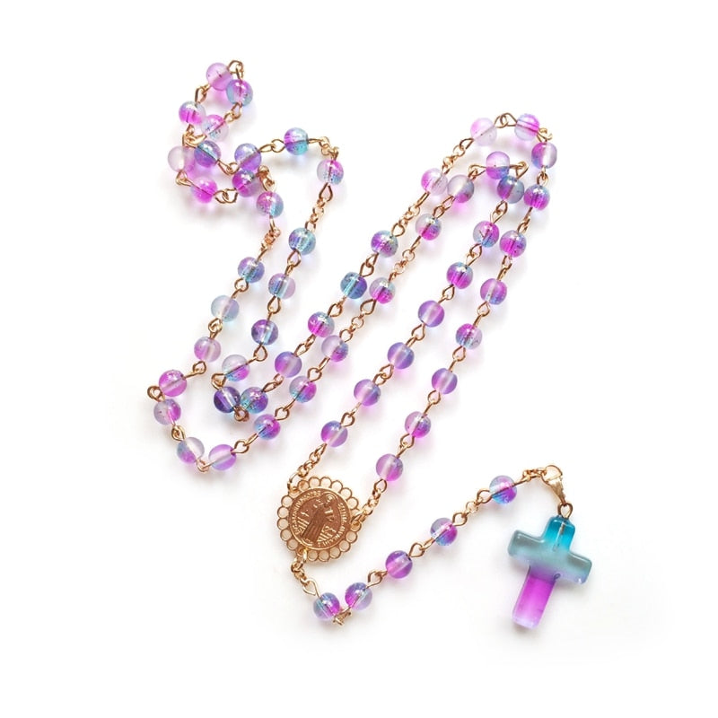 Rosary (QIGO Colorful Glass Beads) 68cm