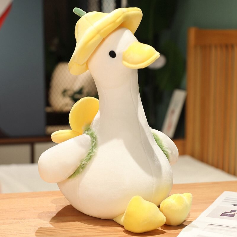 Duck With Flower (Sitting) Plush Toys 35/40/55cm - Yellow/Purple