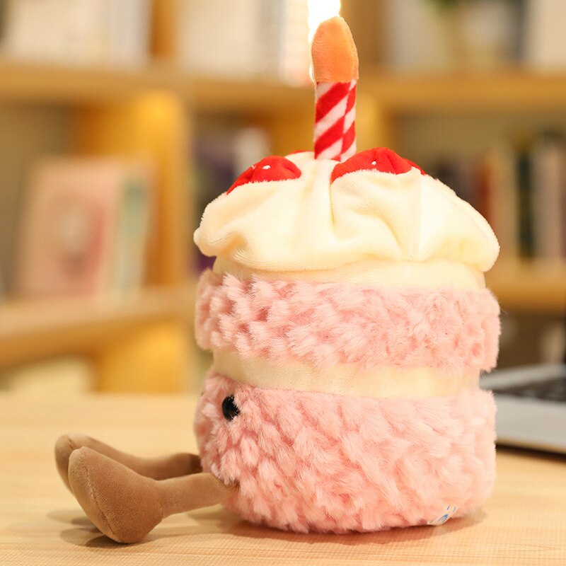 Food (Birthday Cake With A Candle/Strawberry Cupcake) Plush Toys