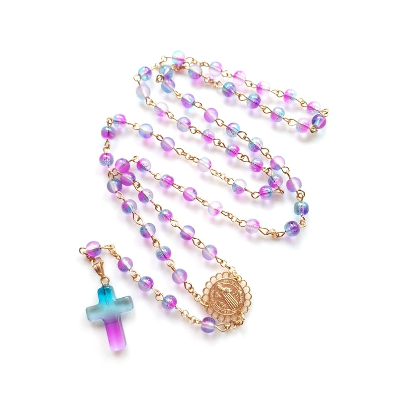 Rosary (QIGO Colorful Glass Beads) 68cm